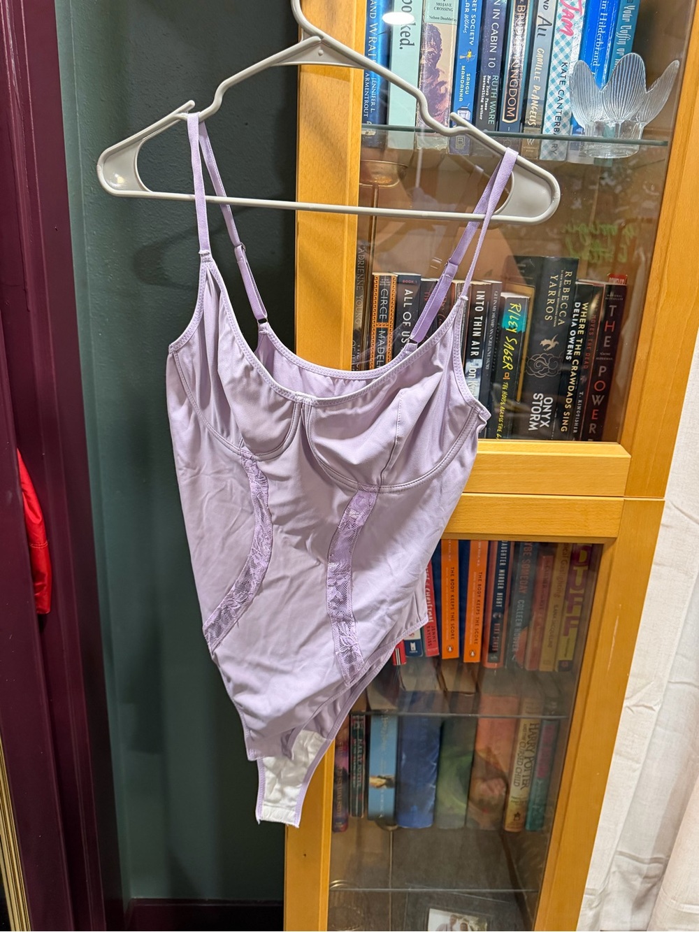 Women's Lilac Bodysuit Shapewear - Stretch Lace Trim